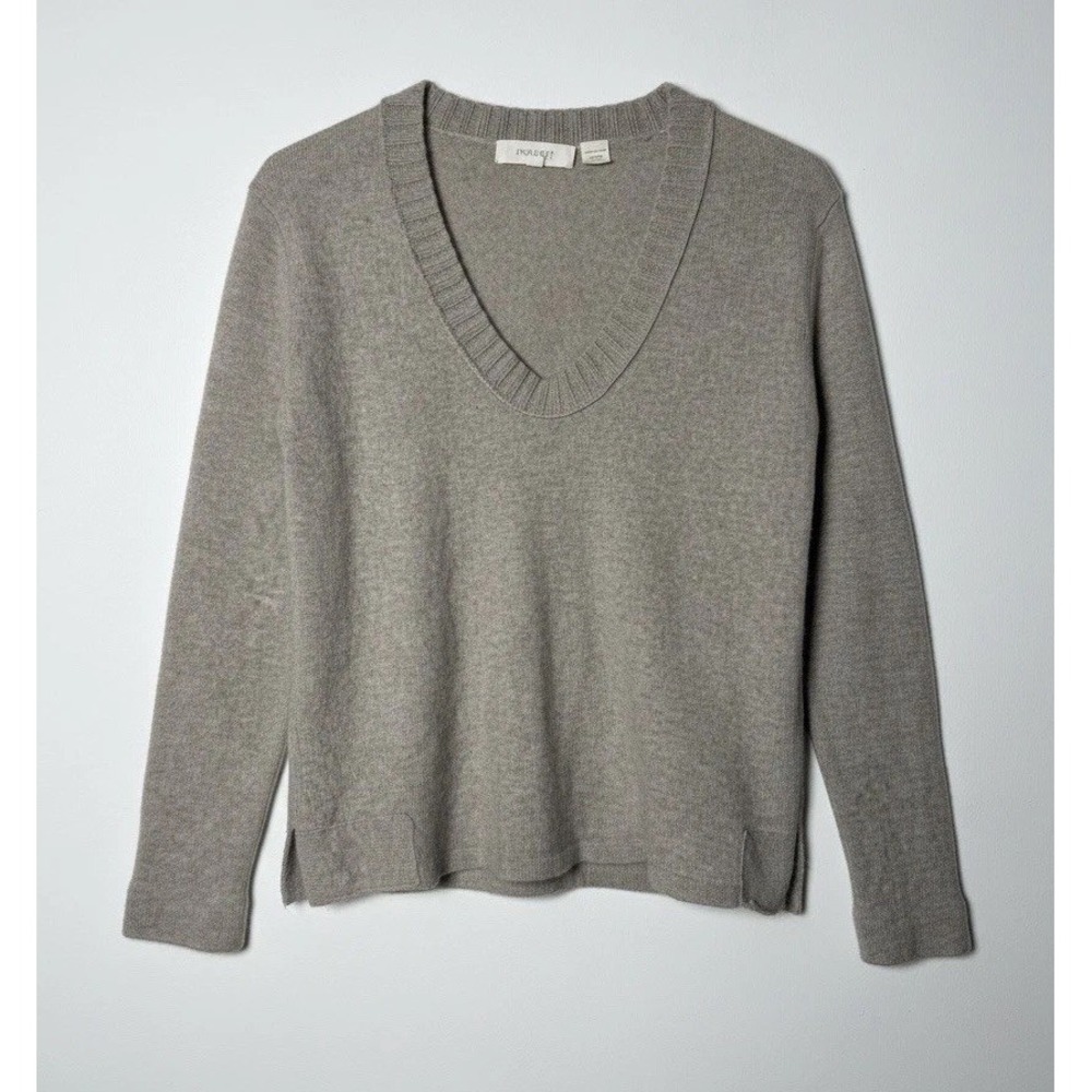 INHABIT Size Small 100% Cashmere Pullover Boxy Sweater Round Neck in Oatmeal